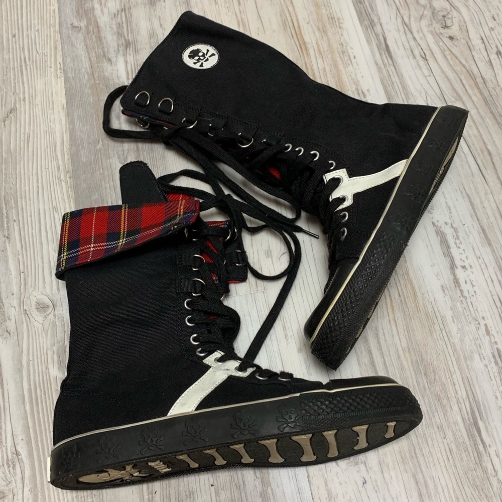 TUK Black Canvas Punk Rock High Top Sneakers 6